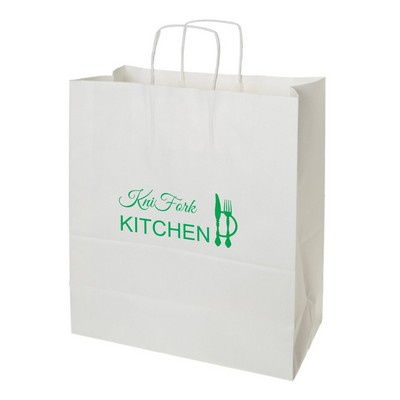 White Kraft Paper Shopping Bags 1C1S (14"x10"x15.5")