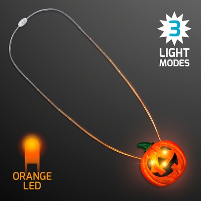 Flashing Orange LED Pumpkin Charm Necklace - BLANK