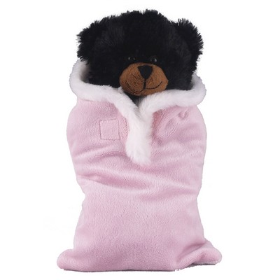 Soft Plush Black Bear in Baby Sleep Bag Stuffed Animal