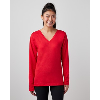 Enza Ladies Essential Long Sleeve V-Neck Tee