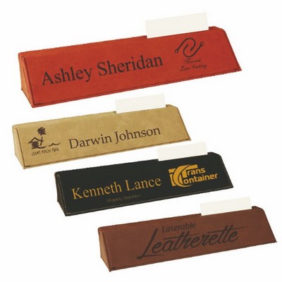 Laserable Leatherette Desk Wedge w/Business Card Holder - Laser Engraved