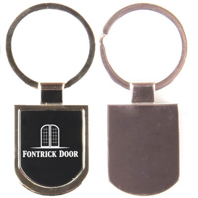 Shiny Chrome Finished Shield Shape Metal Key Holder w/Split Key Ring