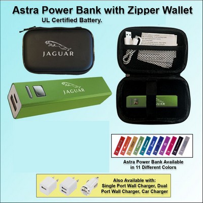 Astra Power Bank Gift Set in Zipper Wallet 2200 mAh - Green