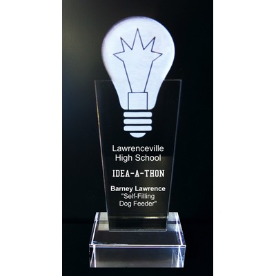 EXCLUSIVE! Acrylic and Crystal Engraved Award - 9-1/2" Tall - Light Bulb Idea