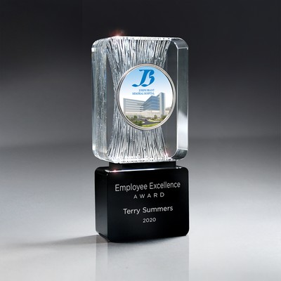 Carved Clear Crystal on Black Base w/Digi-Color Logo Medallion (Includes Silver Color-Fill)