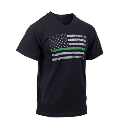 Thin Green Line Distressed Flag T-Shirt (3X-Large)