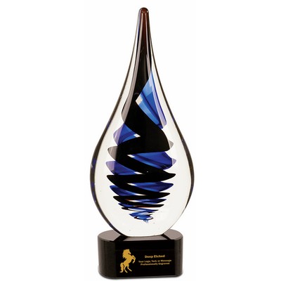 11 1/4" Black Twist Rain Drop Art Glass Award