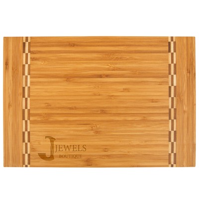 15" x 10¼" Bamboo Cutting Board w/ Butcher Block Inlay