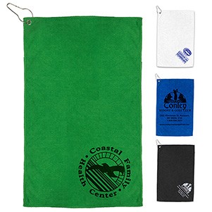 "The Iron" 300 GSM Heavy Duty Microfiber Golf Towel w/Metal Grommet & Clip