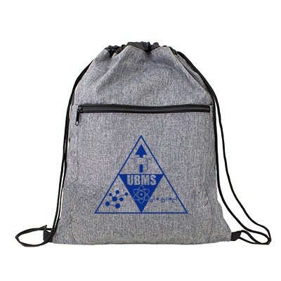 Drawstring backpack with front front zipper pocket