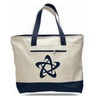 Q-Tees® Canvas Zipper Tote Bag w/Color Handles