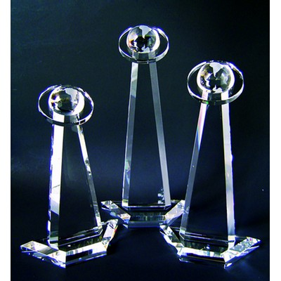 Globe Tower Optical Crystal Award/Trophy 12.5"H