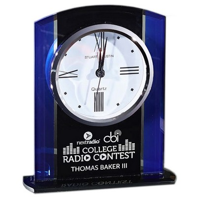 6¼" Black/Blue Glass Clock Award