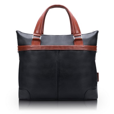 EASTWARD | 15" Black Leather Two-Tone Laptop & Tablet Briefcase | McKleinUSA