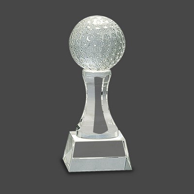 Dimpled Golf Ball Award Series on Crystal Pedestal & Base, Small (2-1/2"x 6"H)