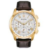 Bulova Men's Chronograph Watch with Leather Strap