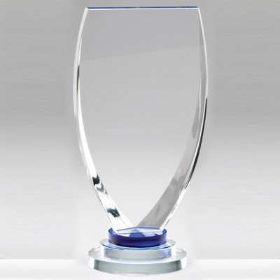 Optical Shield Crystal Award w/3 Ring Base (8 ¾" x 4 ½")