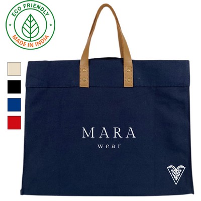 Premium Box Tote Bag Eco Friendly Canvas Navy Blue