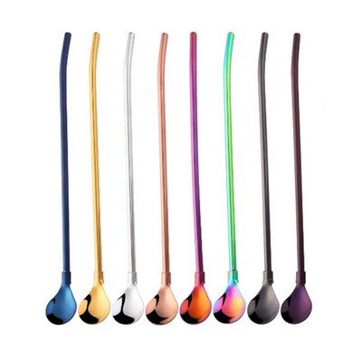 Stainless Steel Drinking Straws With Spoon