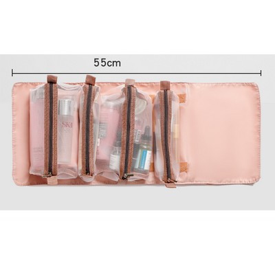 Hanging Roll-Up Makeup Bag / Toiletry Kit / Travel Organizer for Women - 4 Removable Storage Bags