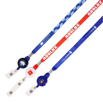 1/2" Dye Sublimated Lanyard with Badge Reel Combo