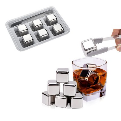 6PCS Whiskey Stones with Ice Tongs and Tray