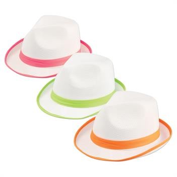 White Fedoras w/Neon Trim