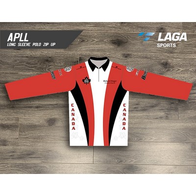 Zip-Up Long Sleeve Polo