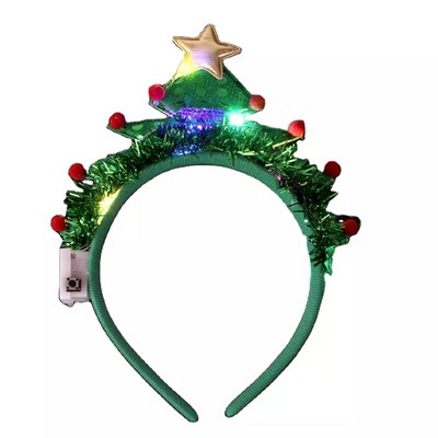 Christmas Tree Headband With Lights