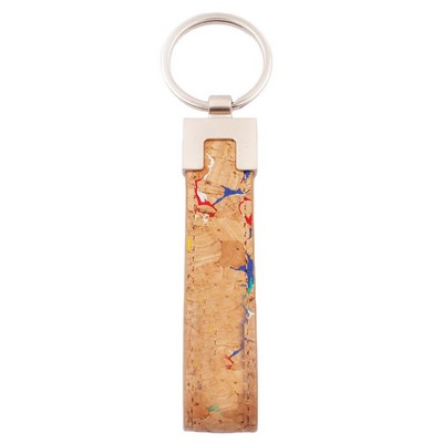 Rectangle Metal Cork Keychain