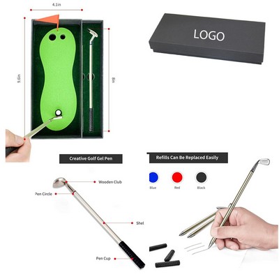 Golf Gift Golf Club Pen Set Novelty Golf Gifts with Putting Green Cool Desktop Golf Game