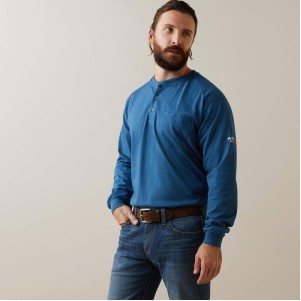 FR Air Henley Long Sleeve Larkspur Shirt