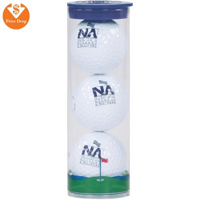 3 Ball Clear Tube W/ Bridgestone Treo Golf Balls