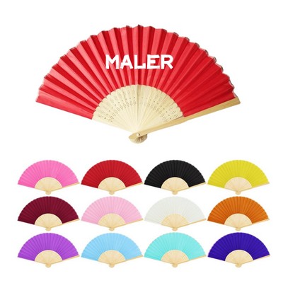 Folding Paper Fan w/ Bamboo Handle