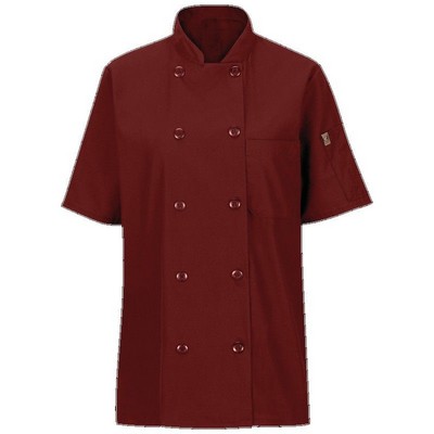 Red Kap™ Women's Short Sleeve Chef Coat w/OilBlok & MIMIX™ - Ten Button - Fireball Red