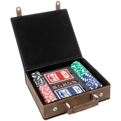 Rustic/Gold Leatherette 100 Chip Poker Set