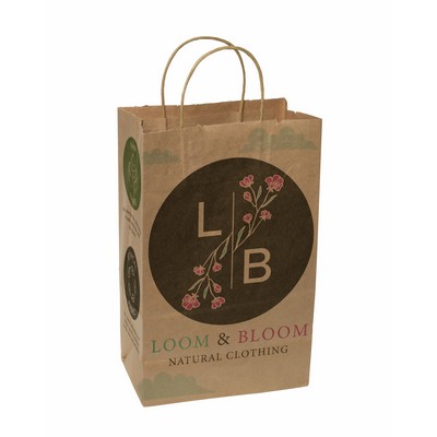 8.5" x 13.375" x 5" Full Color Natural Handle Shopper Paper Bags