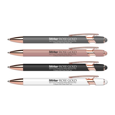 Liqui-Mark® iWriter® Rose Gold - Stylus & Soft Touch Rubberized Metal Ball Point Pen