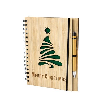 A5 Christmas Bamboo Notebook with Pen