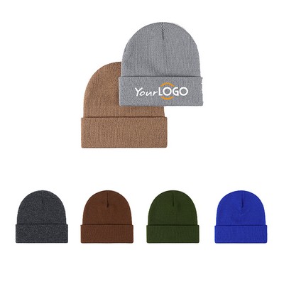 Embroidery Knit Beanie Hat