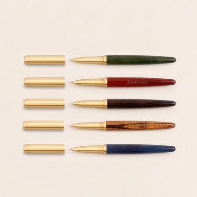 Luxury Wooden Ballpoint Pen with Brass Pen Cap