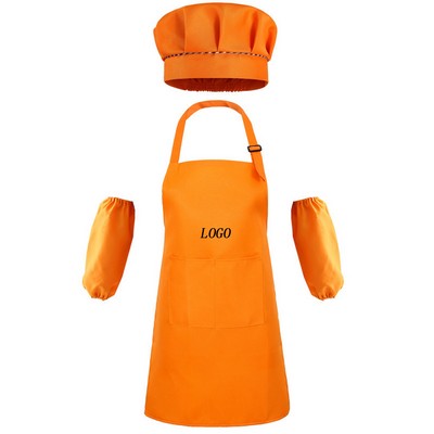 Children's Apron Sleeves Cap Set For 3-6 Years Old