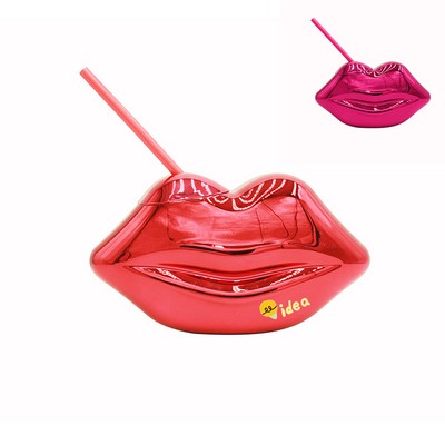 Lip Shaped Tumbler Cup With Straw