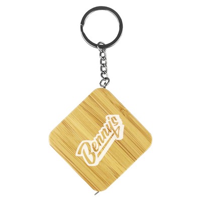 Bamboo Tape Measure Key Ring