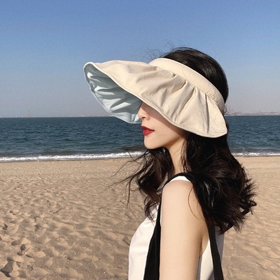 Wide Brim Sun Hat for Women Sun Protection Sun Hats Adjustable Topless Beach Hat