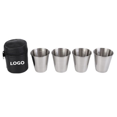 4pcs Stainless Steel Cup with Case