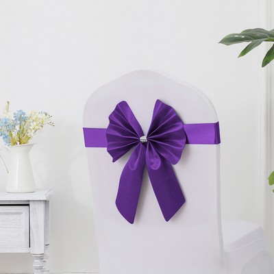 Chair Back Flower Chair Sashes Bow Satin Bowknot Stretchy Bands Chair Bowknot