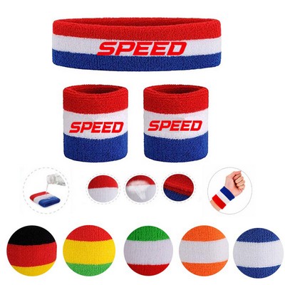 Striped Headband Wristband Set