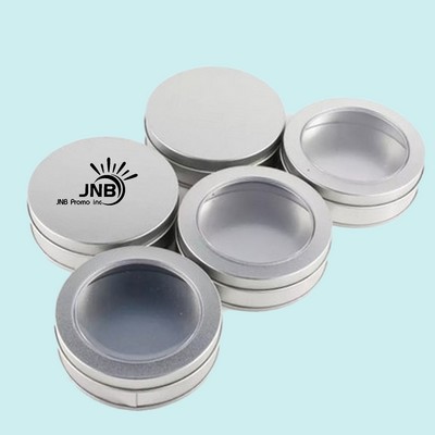 Circular Tin Canisters with Transparent Lid