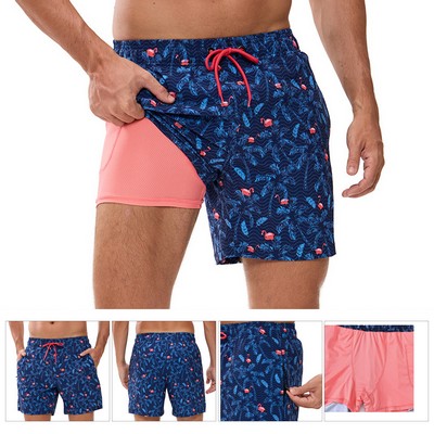 Men's Swim Trunks with Compression Liner Bathing Suit Beach Swimsuits